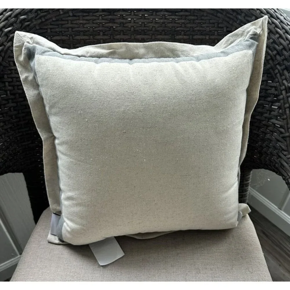 NO PLACE LIKE GIGI’s 16x16 Embroider Toss Throw‎ Pillow Neutral Gray Grandma New